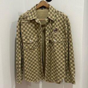 Mittoshop tan and khaki checked denim jacket